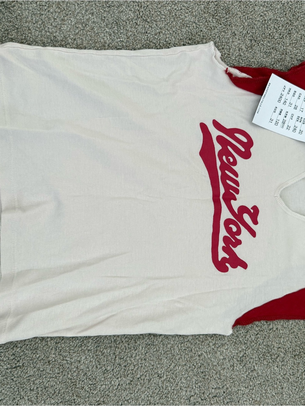 Brandy Melville Red Script Tank Top on Cream